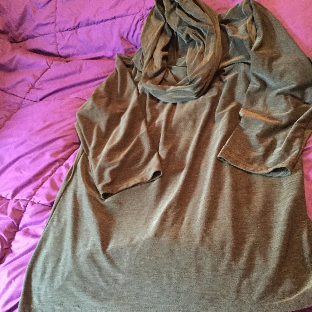 ACW Design green cowl-neck top.